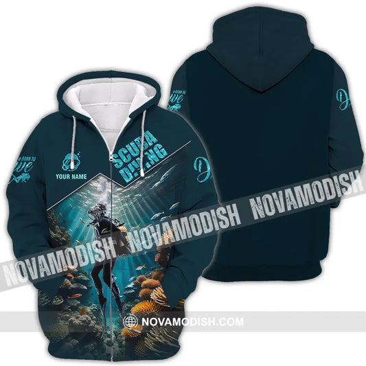 Unisex Shirt - Custom Text Shirt Scuba Diving Zipper Hoodie / S T-shirt