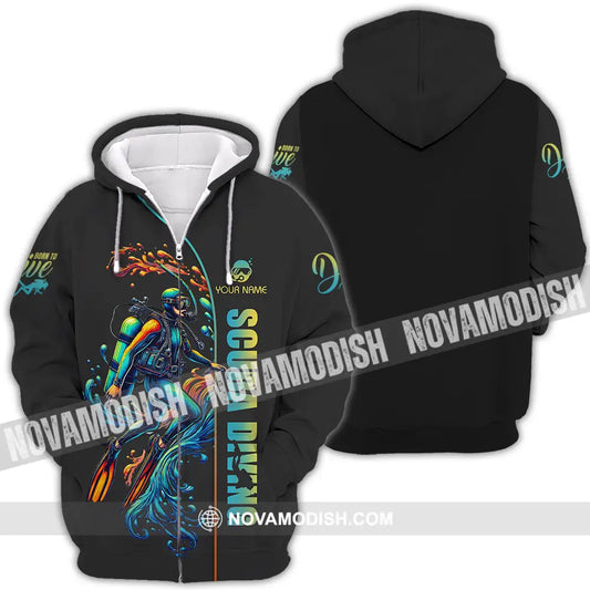 Unisex Shirt - Custom Text Shirt Scuba Diving Zipper Hoodie / S T-shirt