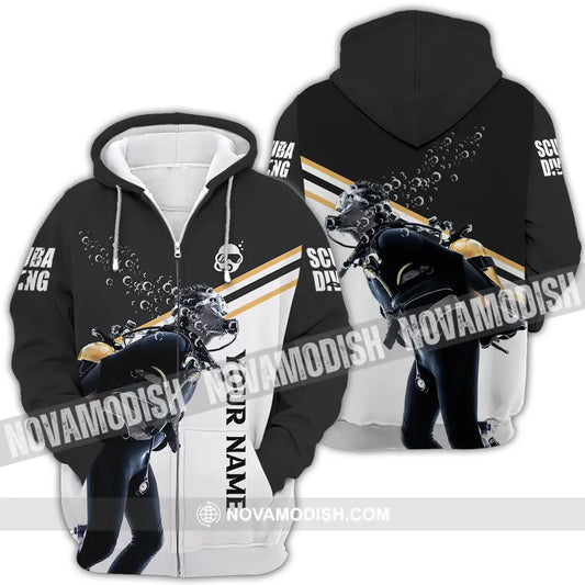 Unisex Shirt - Custom Text Shirt Scuba Diving Zipper Hoodie / S T-shirt
