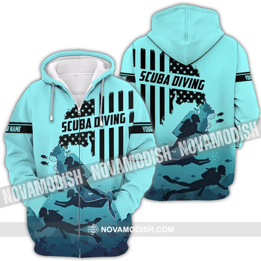Unisex Shirt - Custom Text Shirt Scuba Diving Zipper Hoodie / S T-shirt