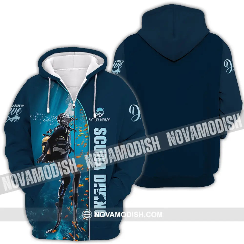 Unisex Shirt - Custom Text Shirt Scuba Diving Zipper Hoodie / S T-shirt