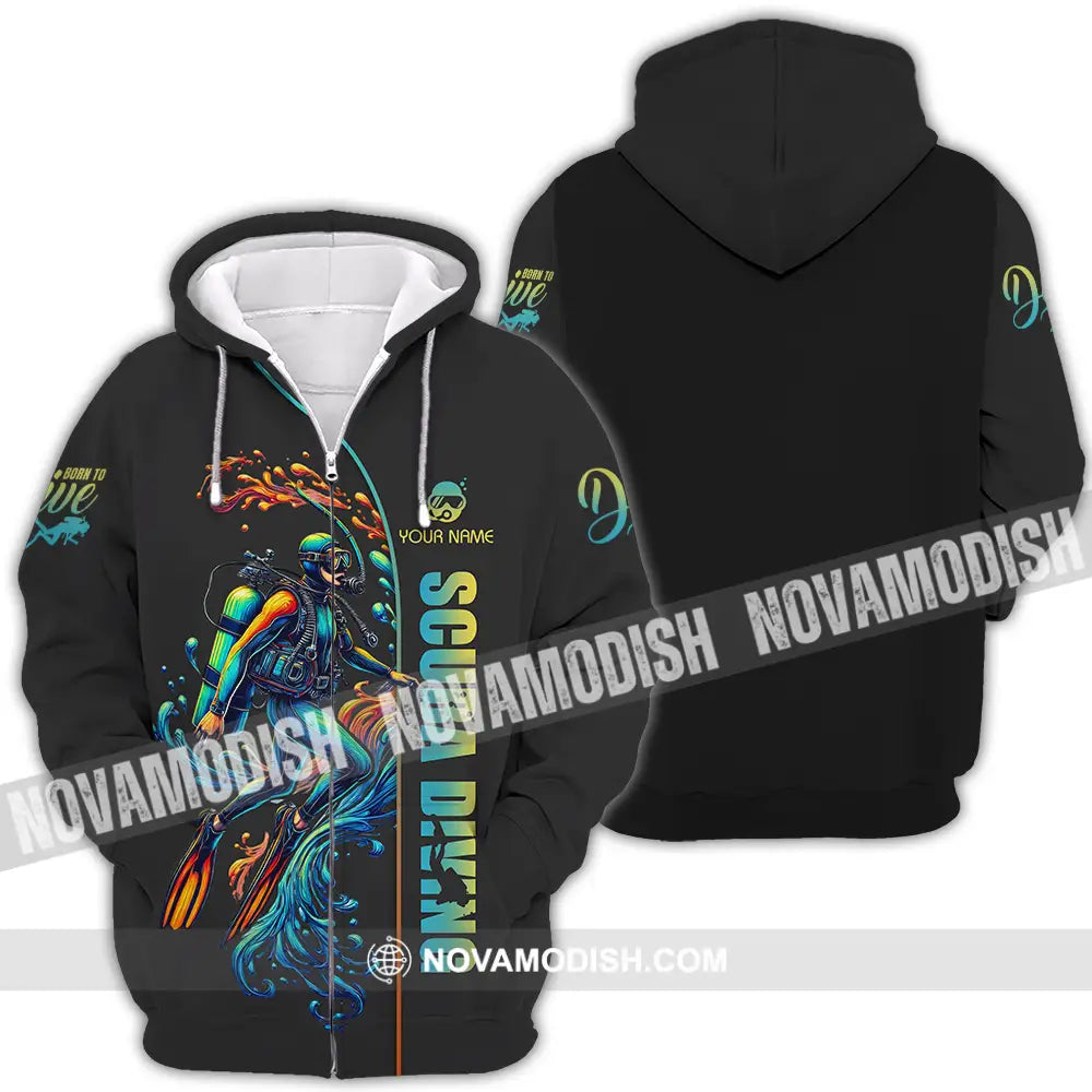 Unisex Shirt - Custom Text Shirt Scuba Diving Zipper Hoodie / S T-shirt