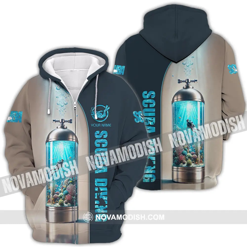 Unisex Shirt - Custom Text Shirt Scuba Diving Zipper Hoodie / S T-shirt