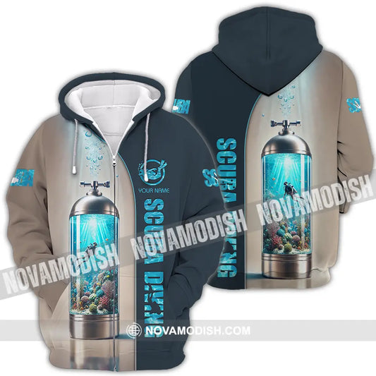 Unisex Shirt - Custom Text Shirt Scuba Diving Zipper Hoodie / S T-shirt