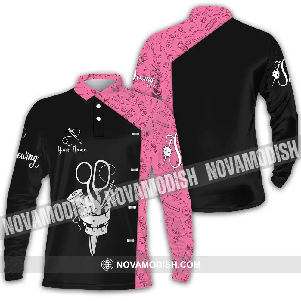 Unisex Shirt - Custom Text Shirt Sewing Shirt Long Sleeve Polo / S T-shirt