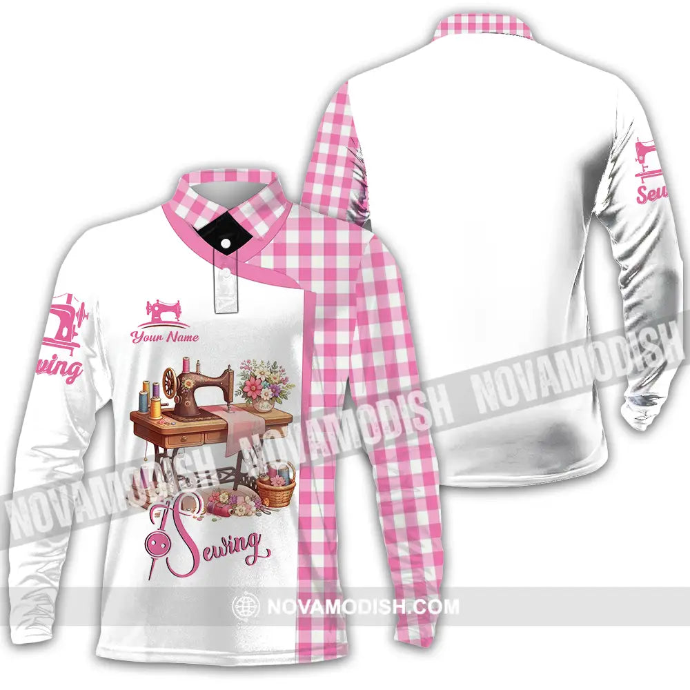 Unisex Shirt - Custom Text Shirt Sewing Shirt Long Sleeve Polo / S T-shirt
