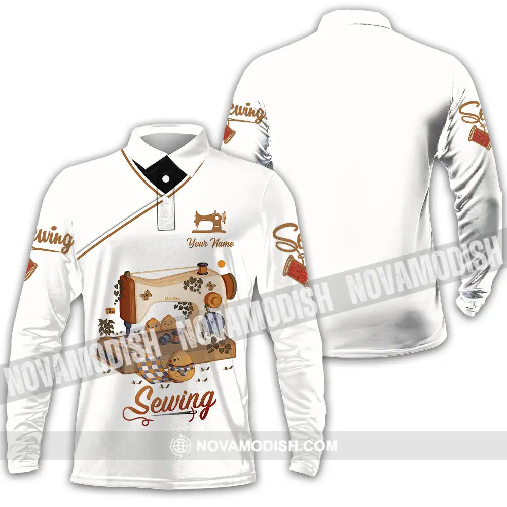 Unisex Shirt - Custom Text Shirt Sewing Shirt Long Sleeve Polo / S T-shirt