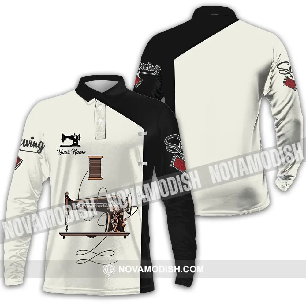 Unisex Shirt - Custom Text Shirt Sewing Shirt Long Sleeve Polo / S T-shirt