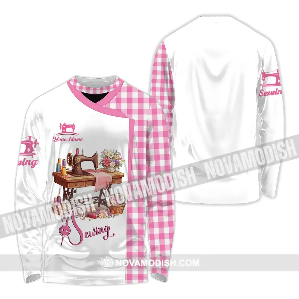Unisex Shirt - Custom Text Shirt Sewing Shirt Long Sleeve Shirt / S T-shirt