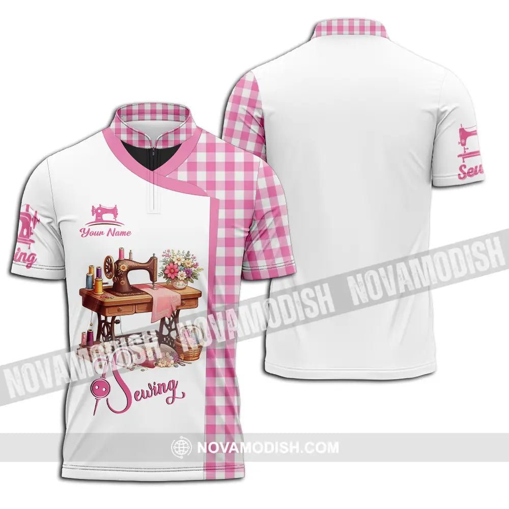 Unisex Shirt - Custom Text Shirt Sewing Shirt Zipper Polo Shirt / S T-shirt