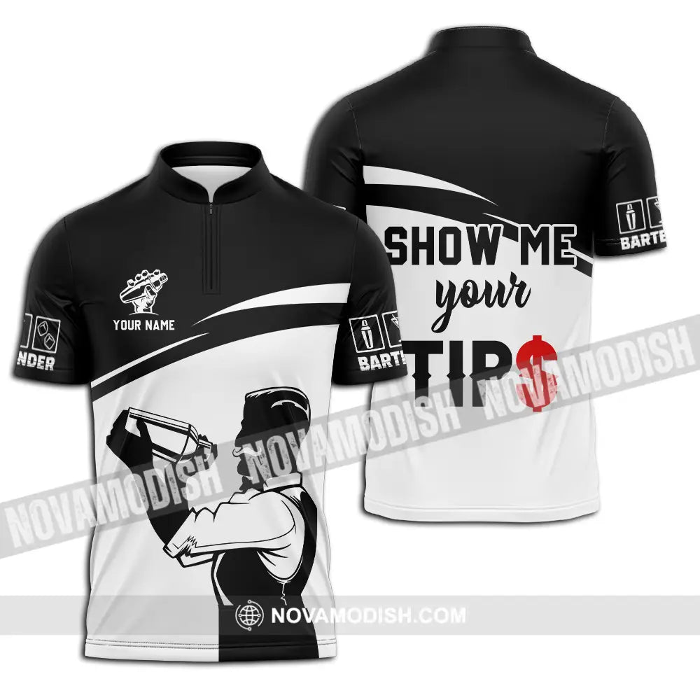Unisex Shirt - Custom Text Shirt Show Me Your Tips Shirt Zipper Polo Shirt / S T-shirt