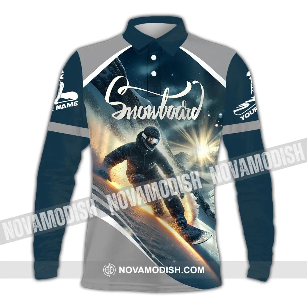 Unisex Shirt - Custom Text Snowboard Long Sleeve Polo / S T-Shirt