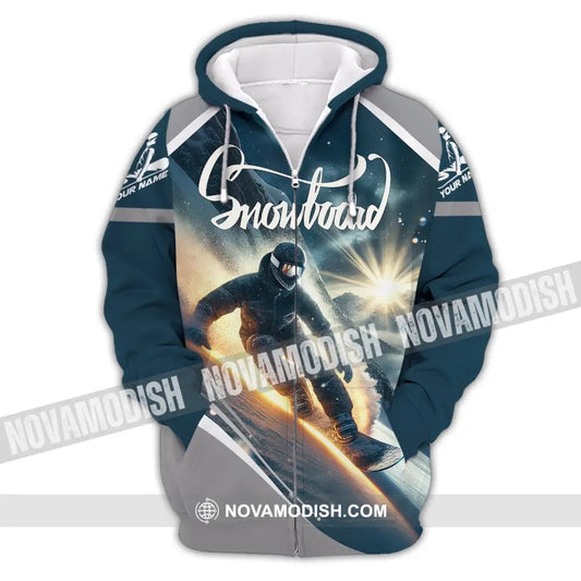 Unisex Shirt - Custom Text Snowboard Zipper Hoodie / S T-Shirt