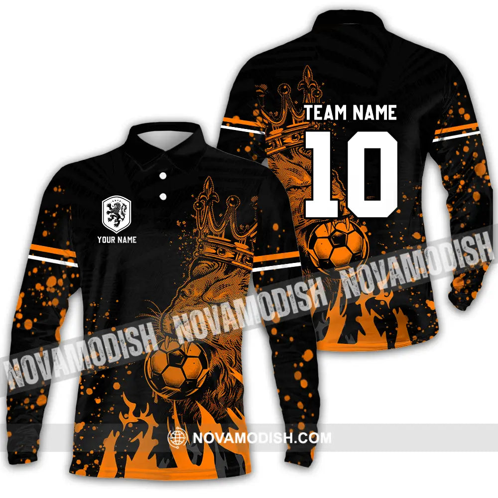 Unisex Shirt - Custom Text Shirt Soccer Shirt Long Sleeve Polo / S T-shirt