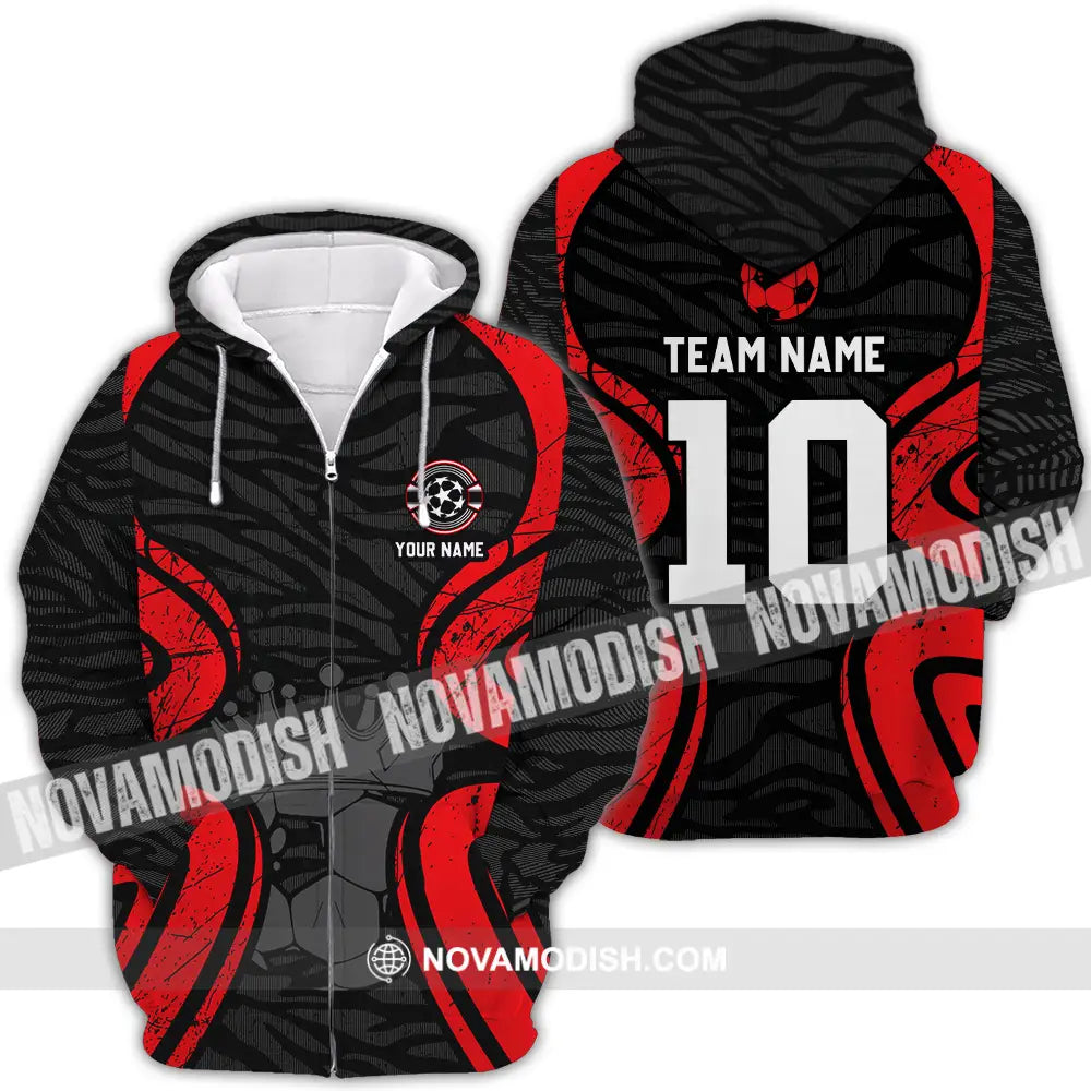 Unisex Shirt - Custom Text Shirt Soccer Shirt Zipper Hoodie / S T-shirt