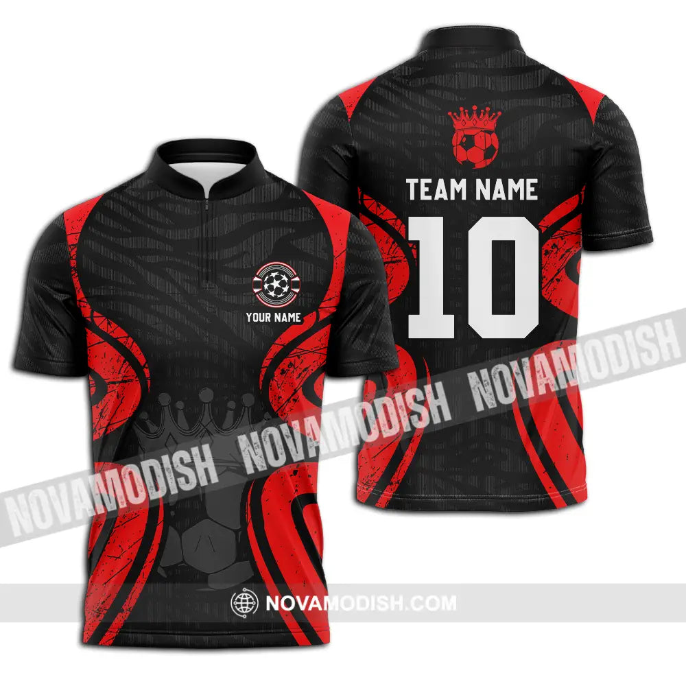 Unisex Shirt - Custom Text Shirt Soccer Shirt Zipper Polo Shirt / S T-shirt