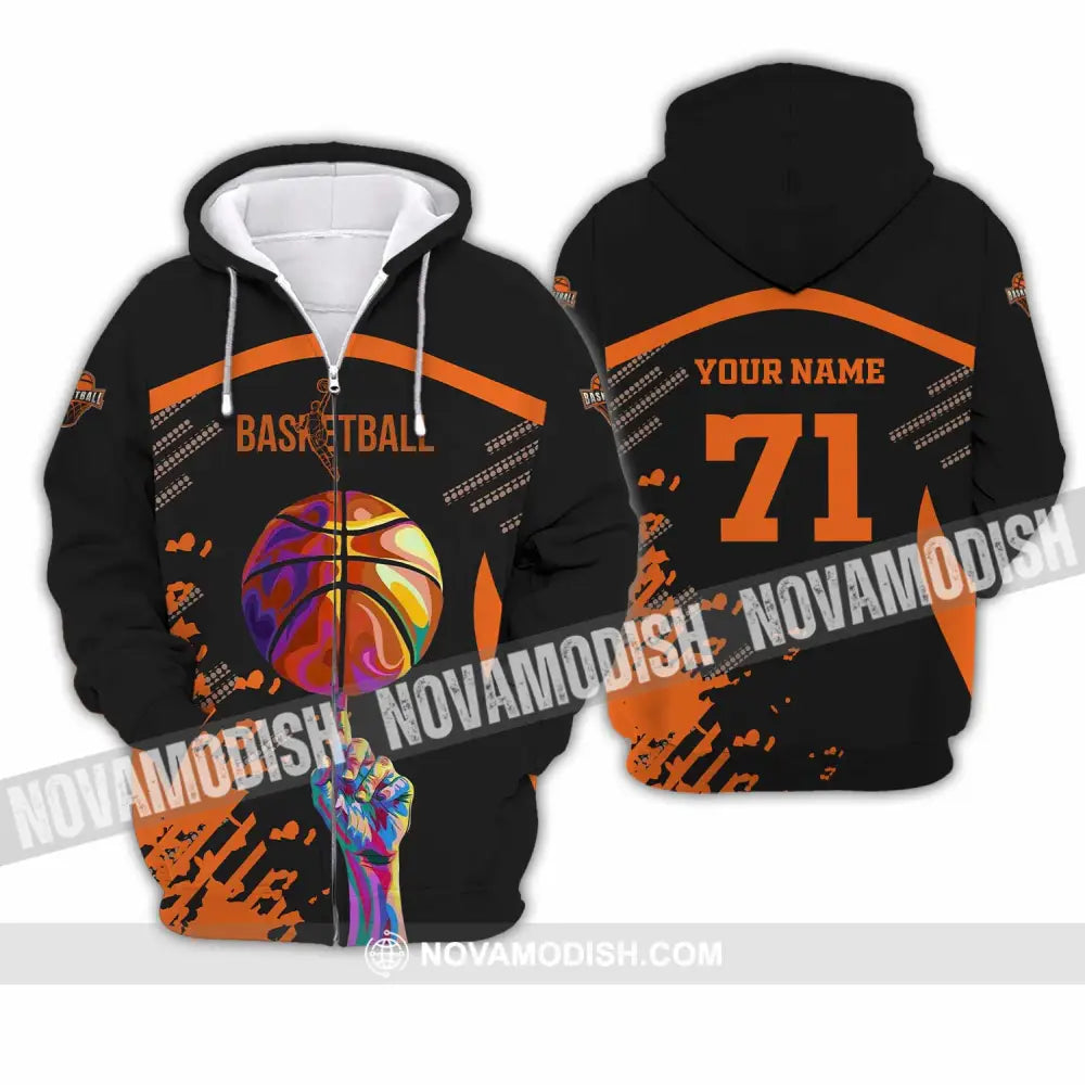 Unisex Shirt - Custom Text Sport Basketball Zipper Hoodie / S T-Shirt