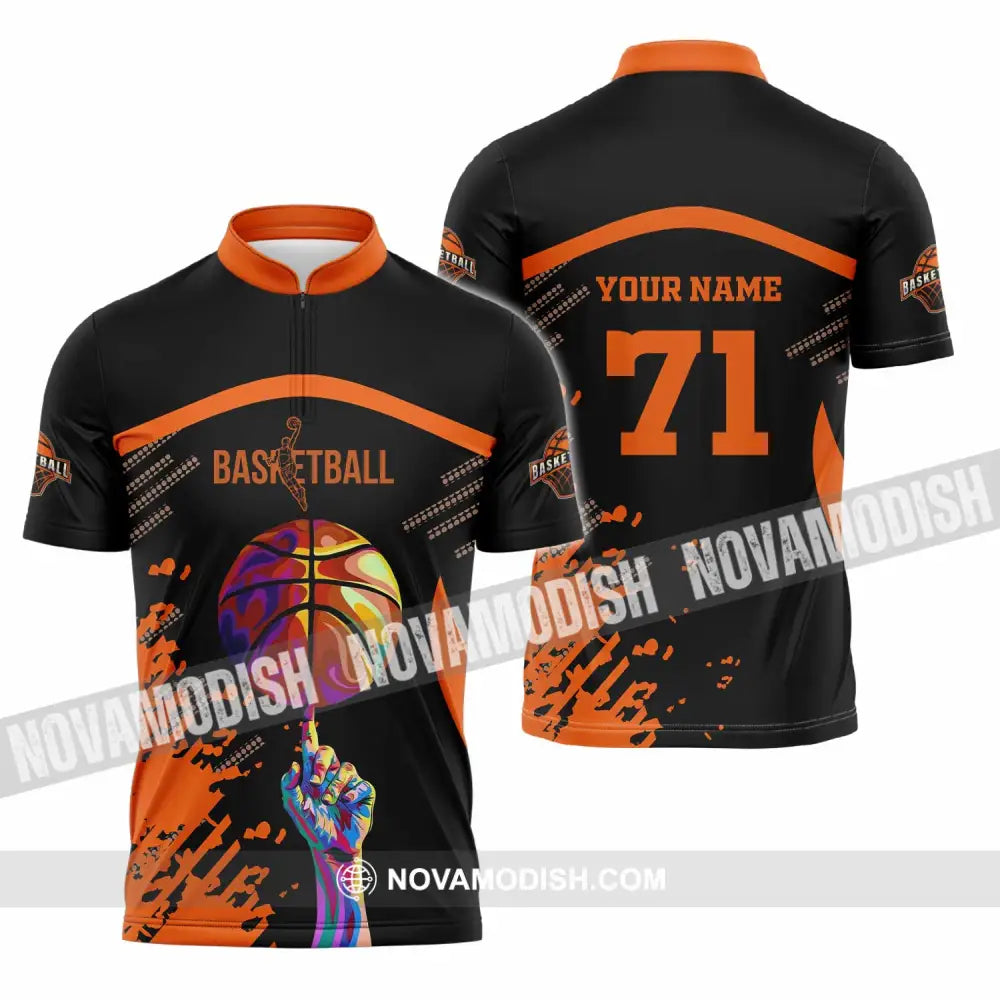 Unisex Shirt - Custom Text Sport Basketball Zipper Polo / S T-Shirt