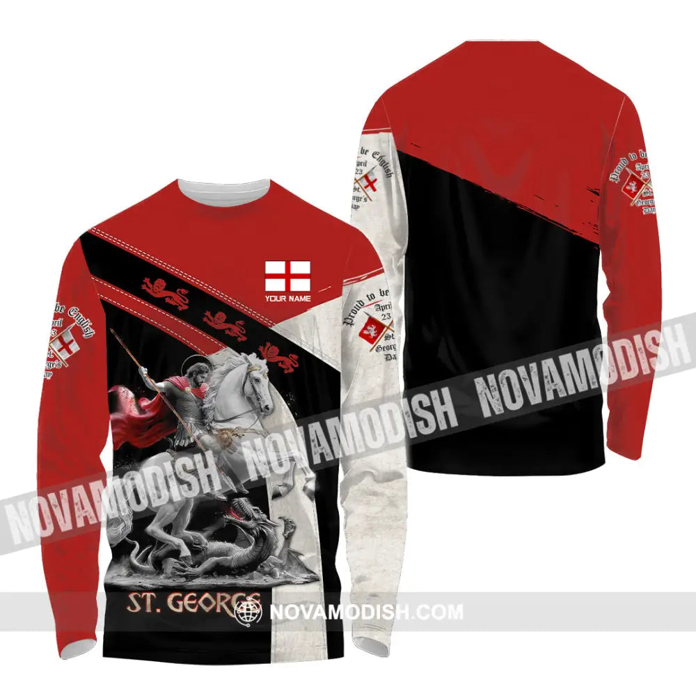 Unisex Shirt - Custom Text Shirt ST.George Templar Knight England Shirt Long Sleeve Shirt / S T-shirt