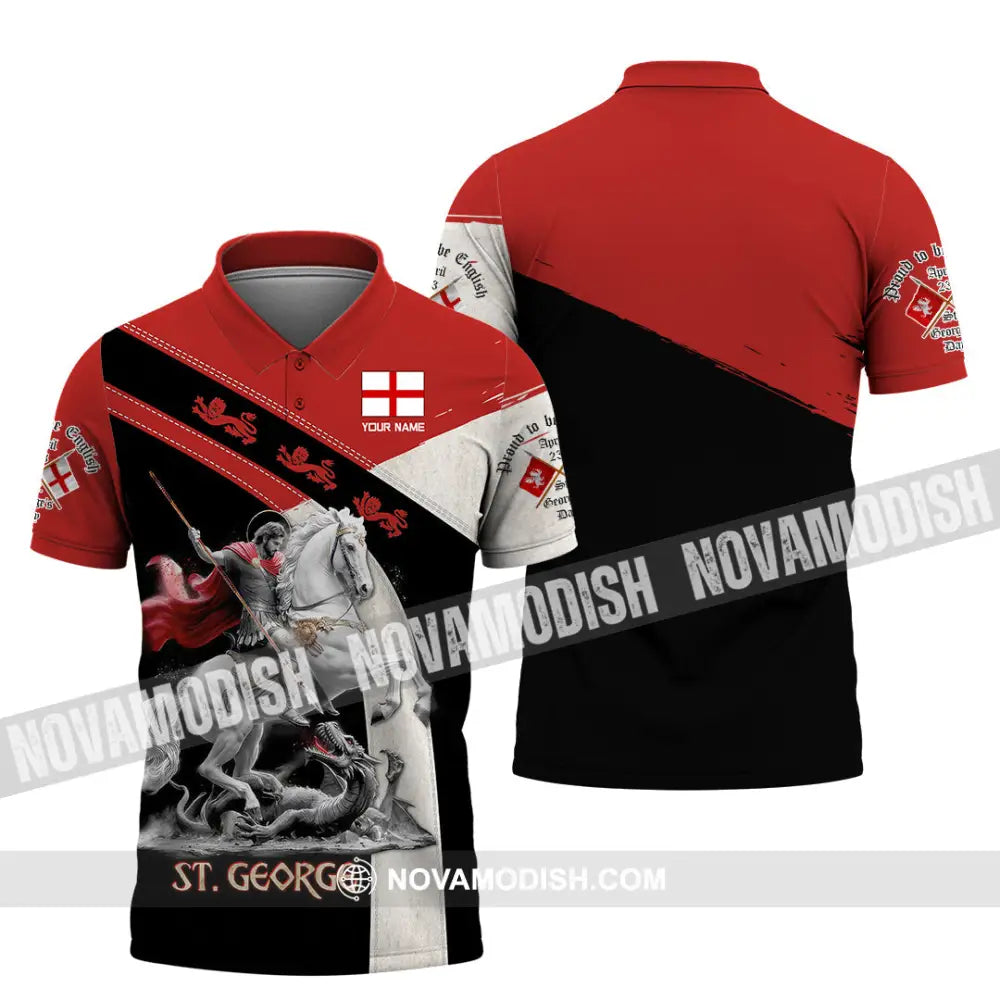 Unisex Shirt - Custom Text Shirt ST.George Templar Knight England Shirt Polo Shirt / S T-shirt
