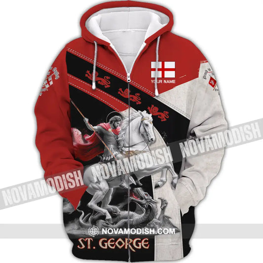 Unisex Shirt - Custom Text Shirt ST.George Templar Knight England Shirt Zipper Hoodie / S T-shirt