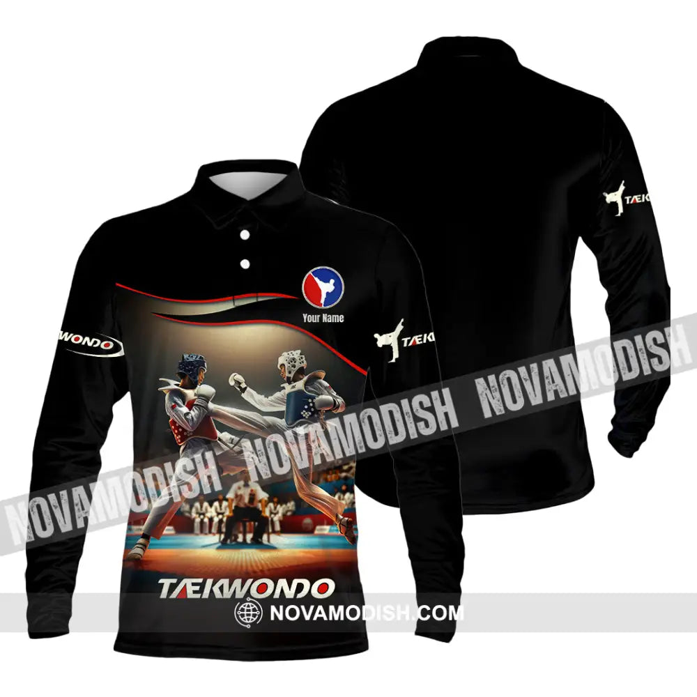Unisex Shirt - Custom Text Shirt Taekwondo Shirt Long Sleeve Polo / S T-shirt
