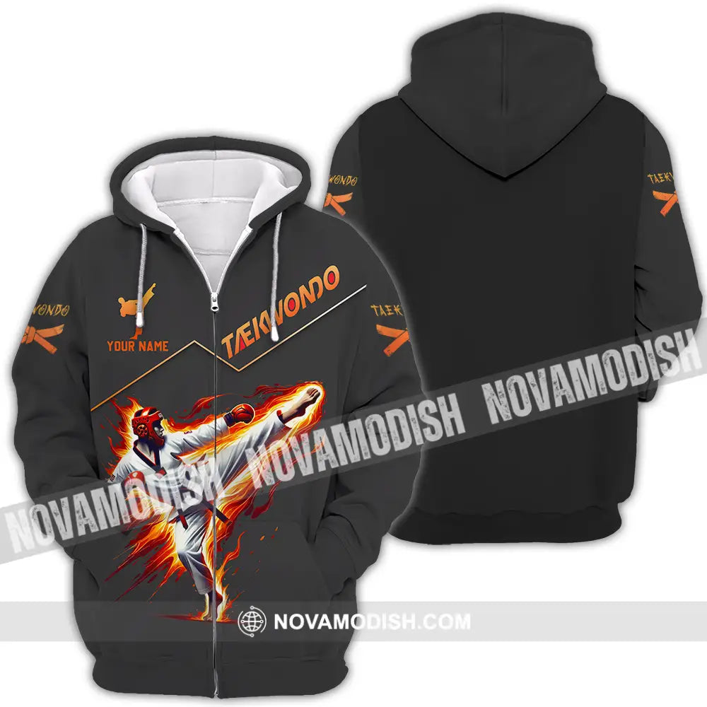 Unisex Shirt - Custom Text Shirt Taekwondo Zipper Hoodie / S T-shirt