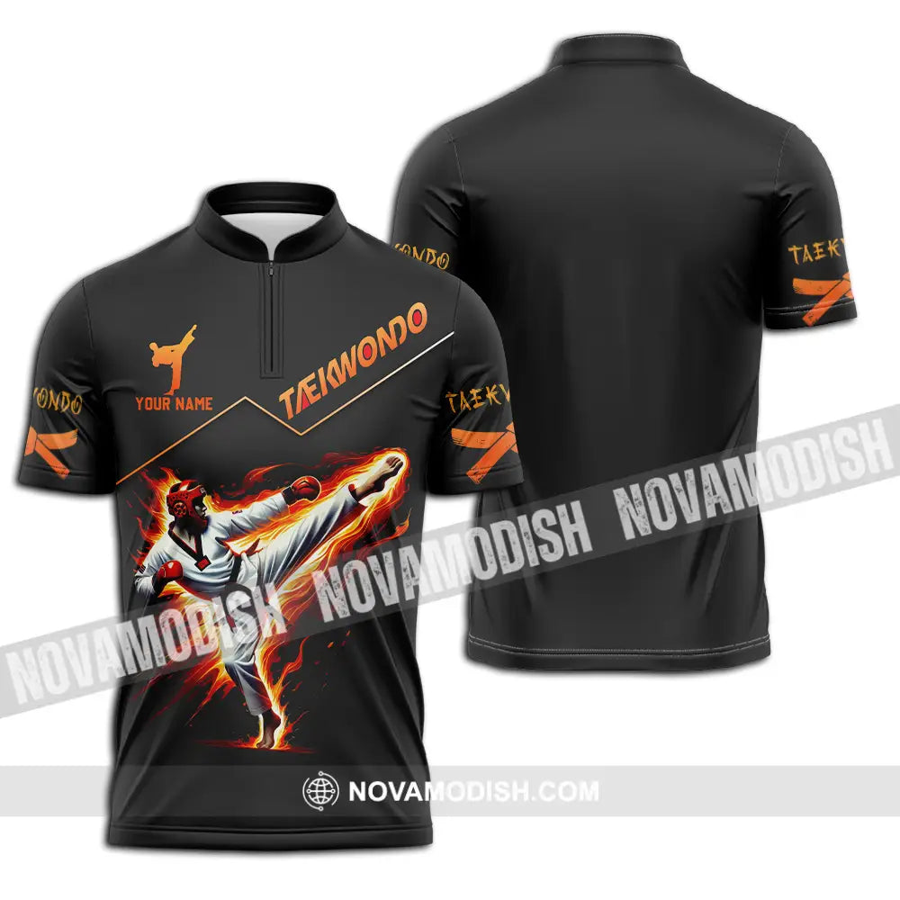 Unisex Shirt - Custom Text Shirt Taekwondo Zipper Polo Shirt / S T-shirt