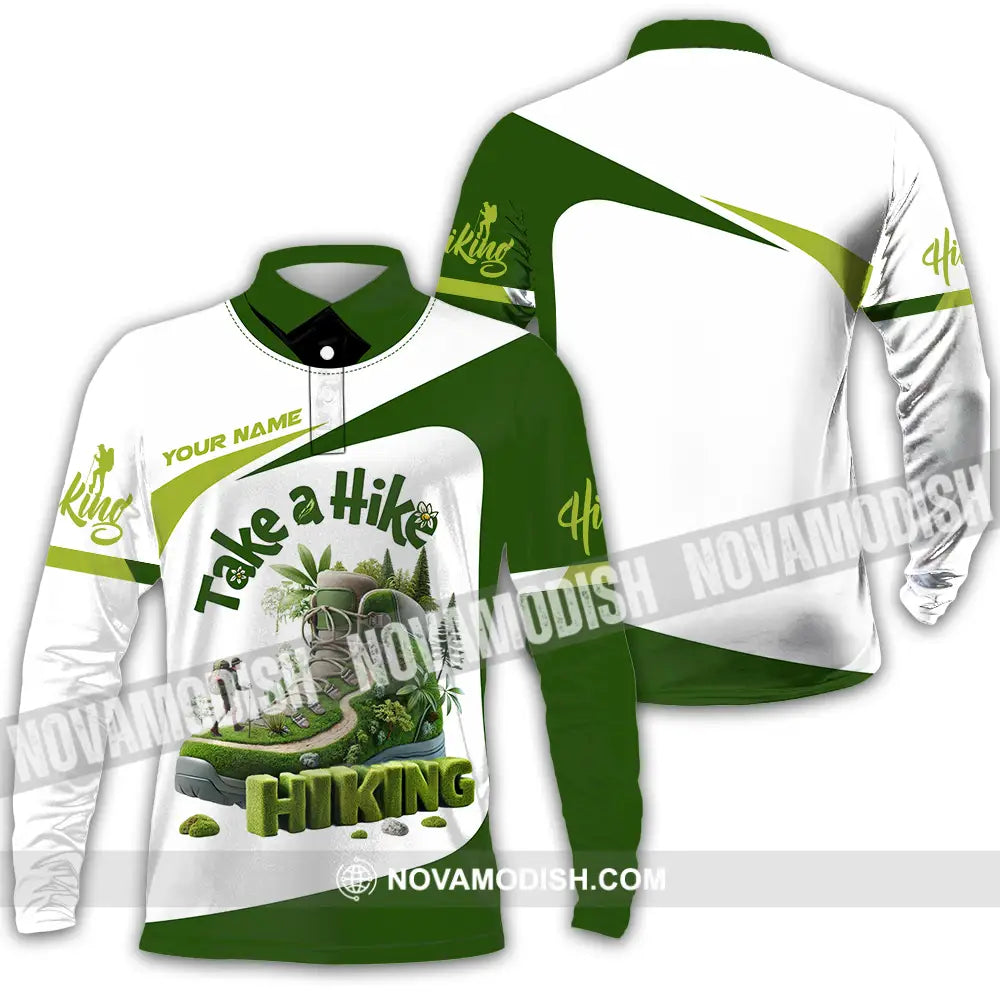 Unisex Shirt - Custom Text Shirt Take A Hike Long Sleeve Polo / S T-shirt