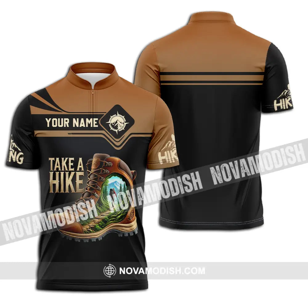 Unisex Shirt - Custom Text Shirt Take A Hike Zipper Polo Shirt / S T-shirt