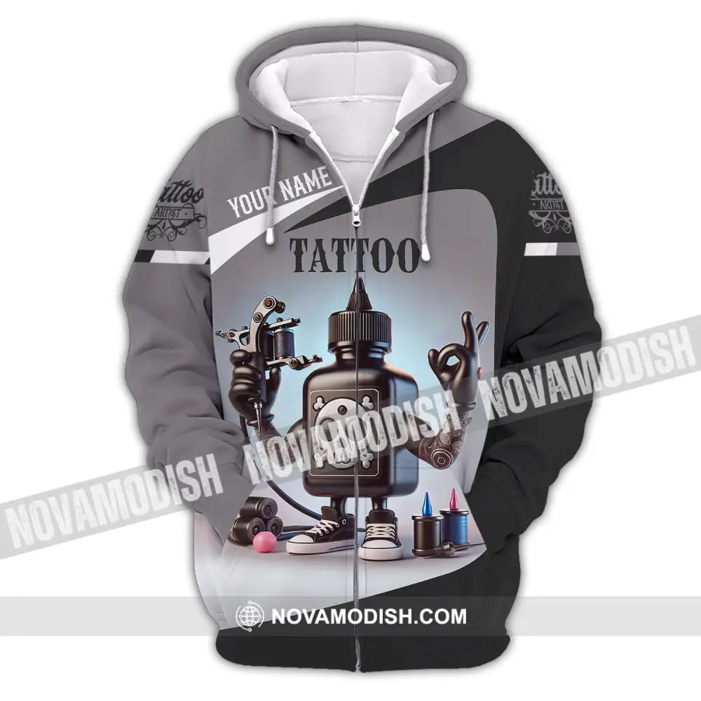 Unisex Shirt - Custom Text Tattoo Zipper Hoodie / S T-Shirt
