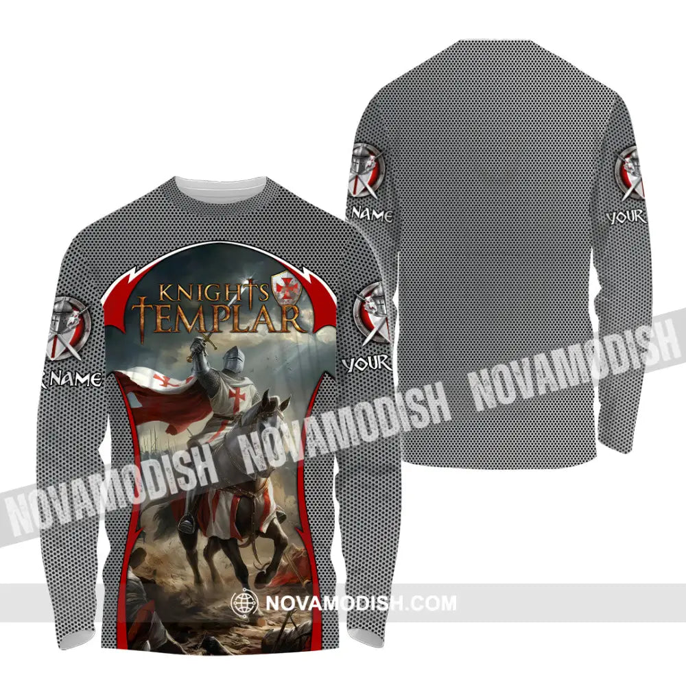 Unisex Shirt - Custom Text Shirt Templar Knight England Shirt Long Sleeve Shirt / S T-shirt