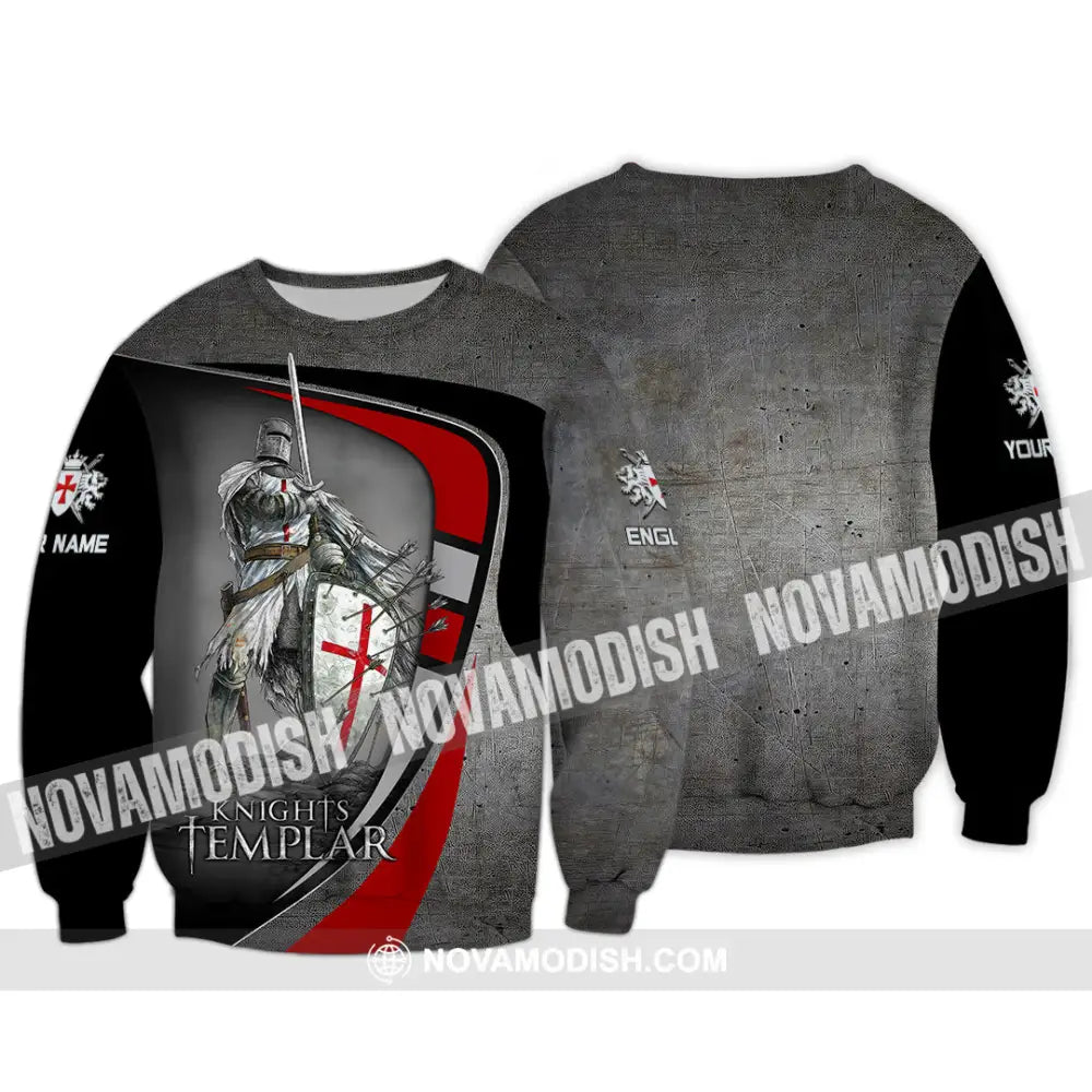 Unisex Shirt - Custom Text Shirt Templar Knight England Shirt Long Sleeve / S T-shirt