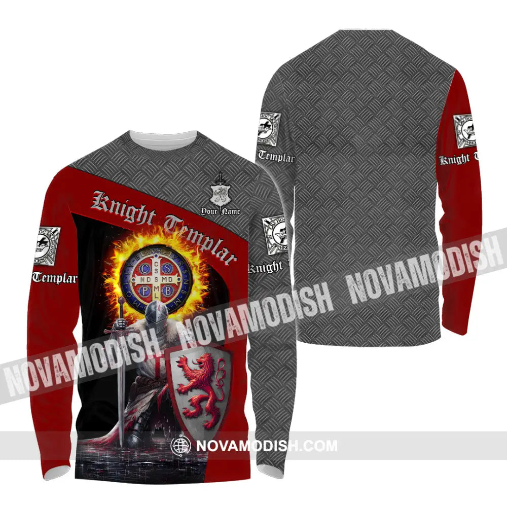 Unisex Shirt - Custom Text Shirt Templar Knight England Shirt Long Sleeve Shirt / S T-shirt
