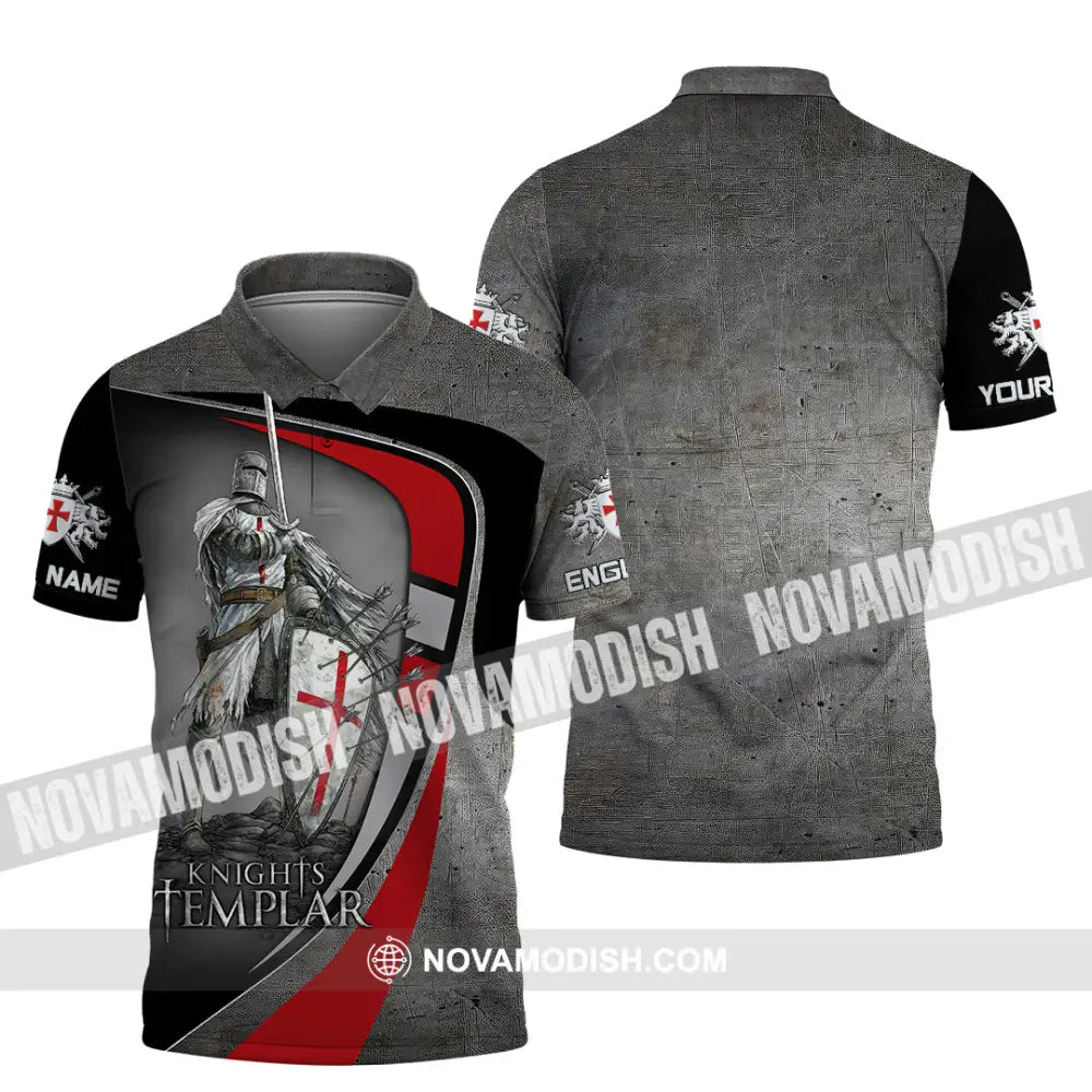 Unisex Shirt - Custom Text Shirt Templar Knight England Shirt Polo Shirt / S T-shirt