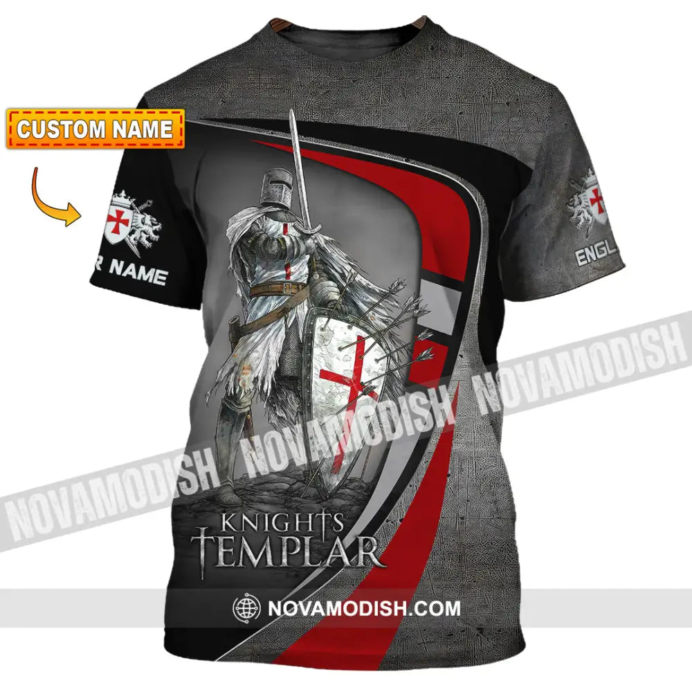 Unisex Shirt - Custom Text Shirt Templar Knight England Shirt T-shirt