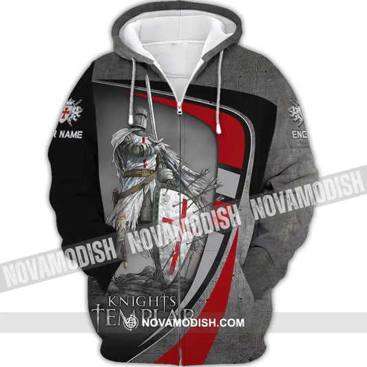 Unisex Shirt - Custom Text Shirt Templar Knight England Shirt Zipper Hoodie / S T-shirt