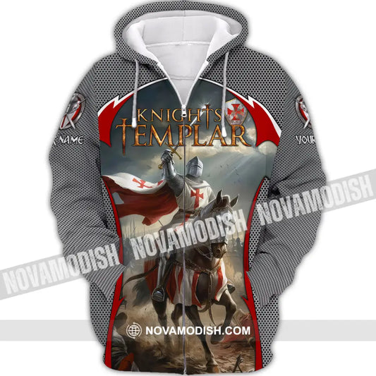 Unisex Shirt - Custom Text Shirt Templar Knight England Shirt Zipper Hoodie / S T-shirt