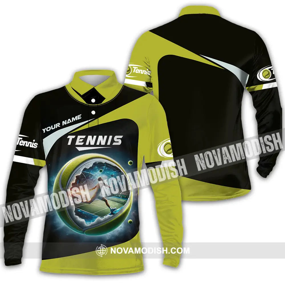 Unisex Shirt - Custom Text Shirt Tennis Shirt Long Sleeve Polo / S T-shirt