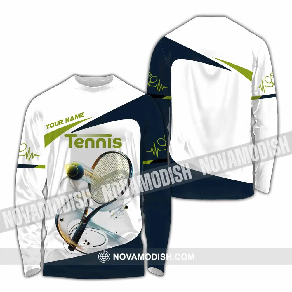 Unisex Shirt - Custom Text Tennis Player Long Sleeve / S T-Shirt