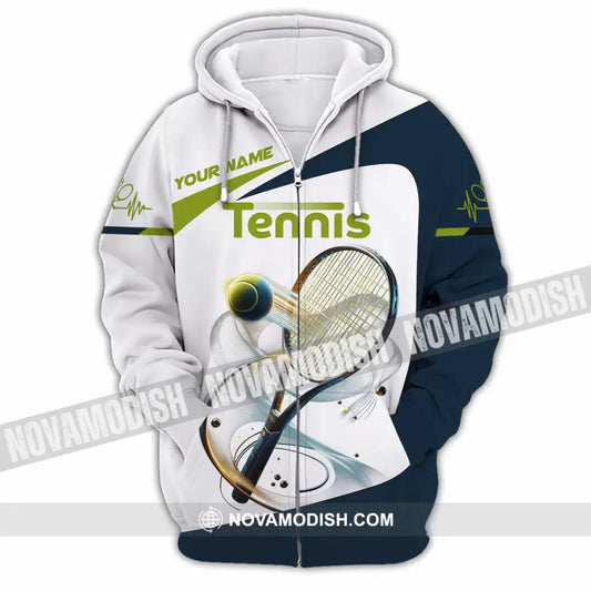 Unisex Shirt - Custom Text Tennis Player Zipper Hoodie / S T-Shirt