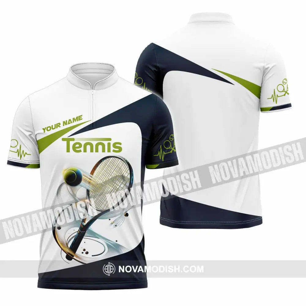 Unisex Shirt - Custom Text Tennis Player Zipper Polo / S T-Shirt