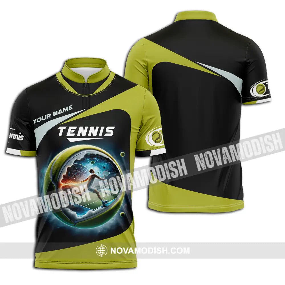 Unisex Shirt - Custom Text Shirt Tennis Shirt Zipper Polo Shirt / S T-shirt