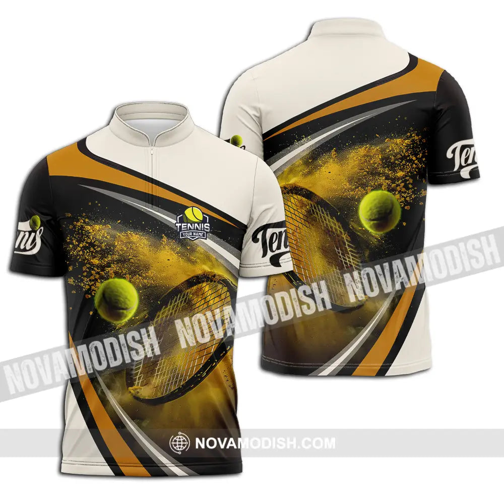 Unisex Shirt - Custom Text Shirt Tennis Zipper Polo Shirt / S T-shirt