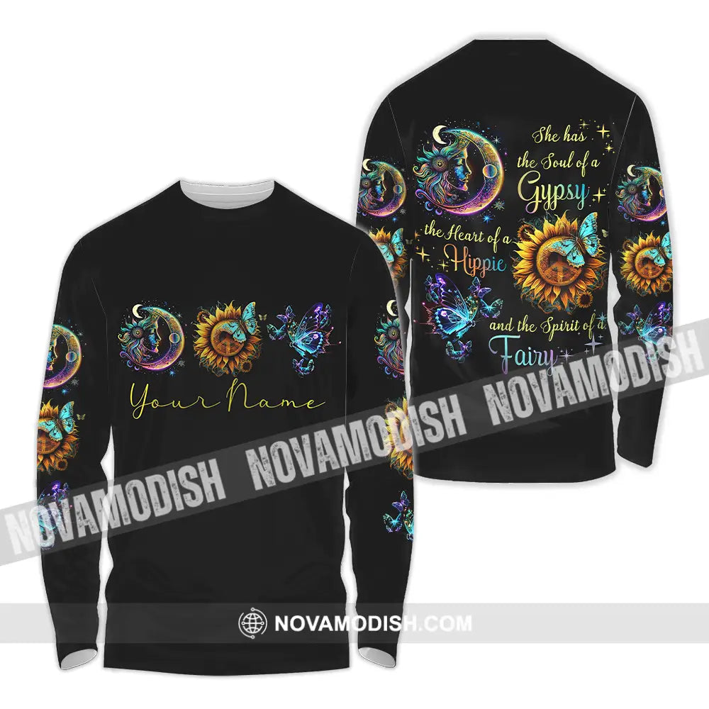 Unisex Shirt - Custom Text Shirt The Heart Of A Hippie Shirt Long Sleeve Shirt / S T-shirt
