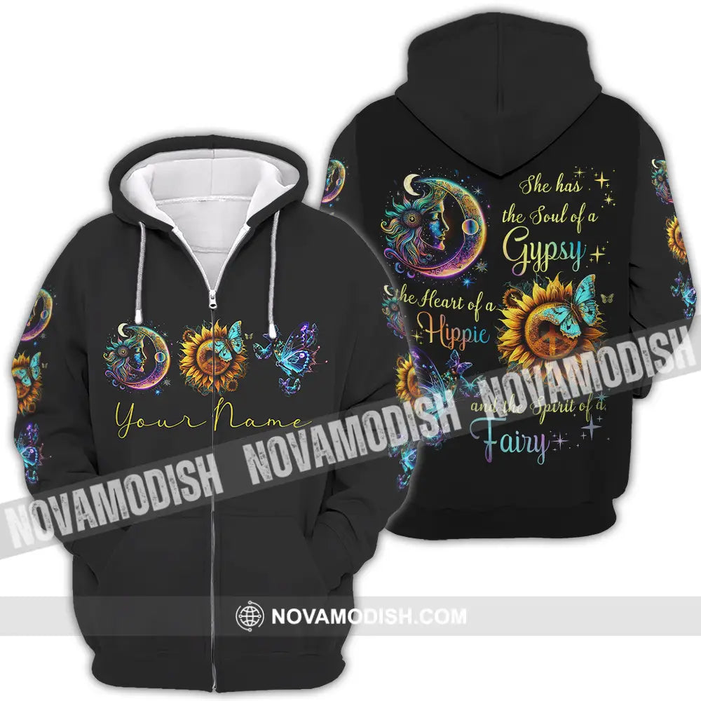 Unisex Shirt - Custom Text Shirt The Heart Of A Hippie Shirt Zipper Hoodie / S T-shirt