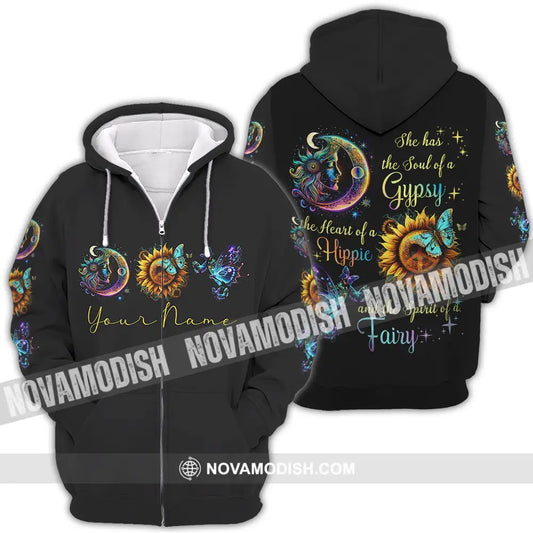 Unisex Shirt - Custom Text Shirt The Heart Of A Hippie Shirt Zipper Hoodie / S T-shirt