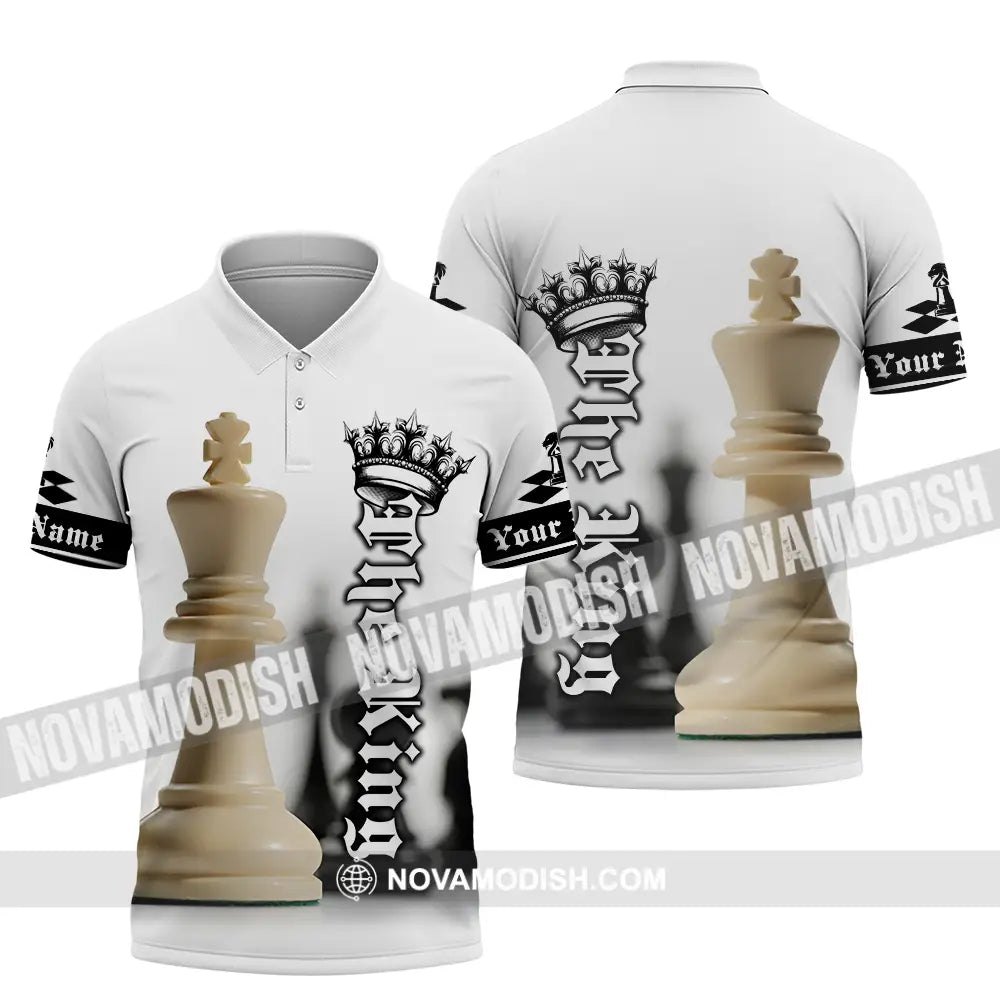 Unisex Shirt - Custom Text Shirt The King Chess Polo Shirt / S T-shirt