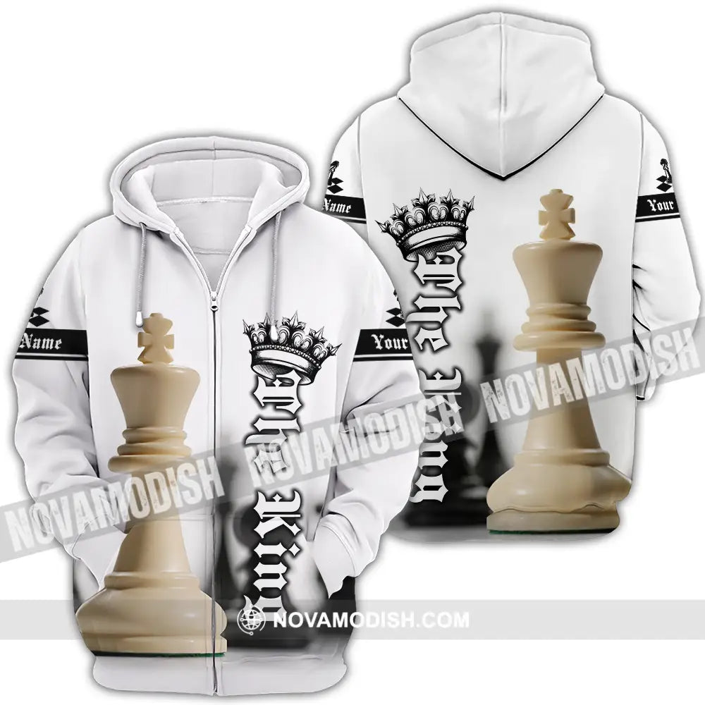 Unisex Shirt - Custom Text Shirt The King Chess Zipper Hoodie / S T-shirt