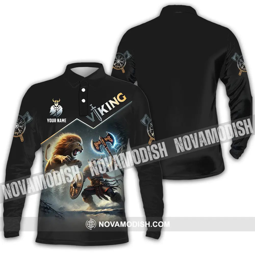 Unisex Shirt - Custom Text Shirt Viking Long Sleeve Polo / S T-shirt